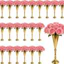 UCEHIPAW 22 Pcs 16.5 Inches Tall Gold Vase Metal Trumpet Vase Flower Arrangement Stand Tabletop Centerpiece Decoration for Wedding Anniversary Party Decor