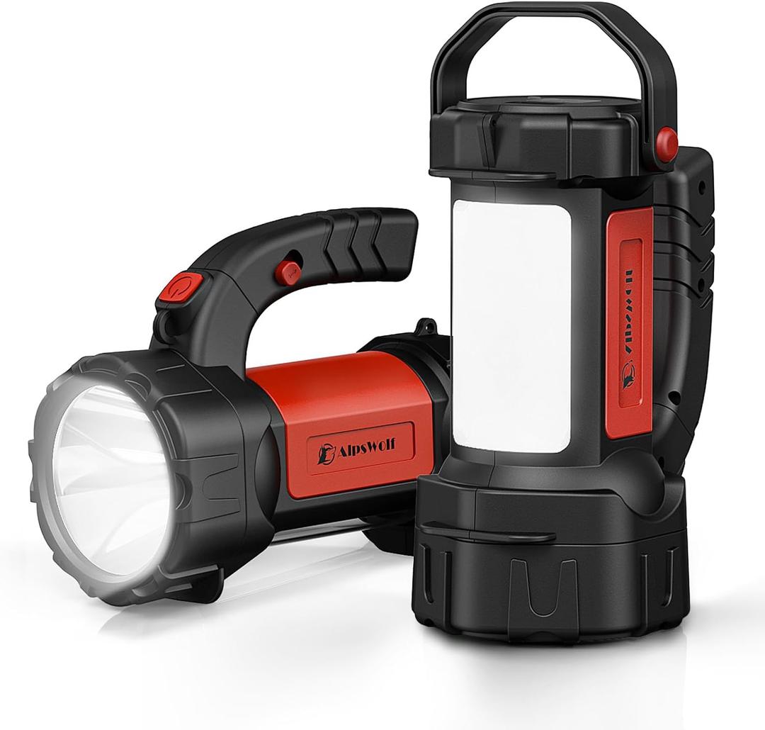 AlpsWolf Camping Lantern Rechargeable, 2 Pack Same LED Flashlight Spotlight Lantern with 800LM, 3600 Capacity Powered, Red Portable Bright Camping Light for Outdoor Hiking, Power Outages