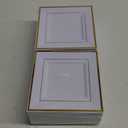 bUCLA 100PCS Gold Square Plastic Plates - 6inch Disposable Dessert/Cake Plates - Premium Hard Square Small Appetizer Plates for Wedding&Party (Gold)