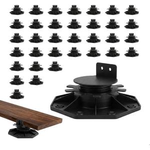 50-Pack Black Shed Base, Deck Blocks Foundation Base Support, Height Adjustment Range from 1-3/16" to 2-3/8", Adjustable Deck Support for Deck Floor Platform Joist Beam Support