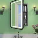 16x24 Inch LED Medicine Cabinet Mirror for Bathroom, Wall Mounted or Recessed Medicine Cabinet with Lights and Mirror, Full Metal, Stable & Removable 2 Shelves, Adjustable 3 Colors, Black