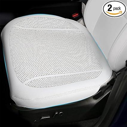 2PCS Nappa Leather Front Seat Covers for Tesla Model 3/Y 2017‑2023
Car Accessories, Breathable Non‑Slip Full Cover Bottom Seat Protectors Cushion, White, Not fit for 2024‑2026 Model 3/Y