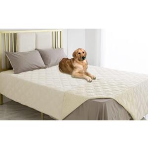 Ameritex Waterproof Dog Bed Cover Pet Blanket with Anti-Slip Back for Furniture Bed Couch Sofa (82x102 Inch (Pack of 1), Ivory)