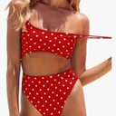 Meyeeka Womens Scoop Neck Cut Out Front Lace Up Back High Cut Monokini One Piece Swimsuit, M