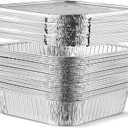 PLASTICPRO 5 Pack 8 Inch Square Aluminum Pans with Lids Disposable Tin Foil Pans Baking Pans Food Storage
