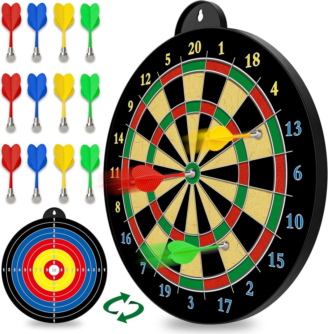 Dart Board - 12pcs Magnetic Darts - Excellent Indoor Game and Party Games - Gifts for 5 6 7 8 9 10 11 12 Year Old Boy Kids