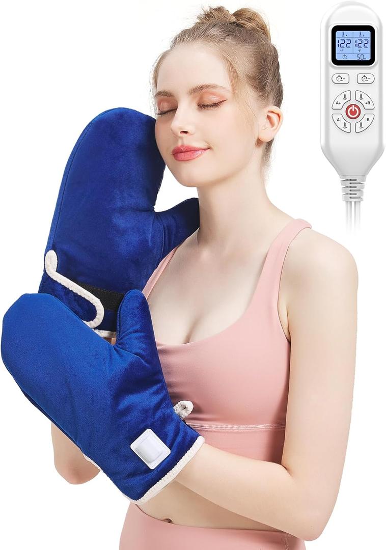 Heated Gloves for Arthritis Hands - Electric Heating Mittens 30s Fast Heat Therapy for Carpal Tunnel Pain Relief - Hand Heating Pad Treatment Wrist Fingers 10-90Min Auto Shut Off & 86-158 Temp