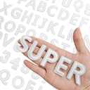 72 Pcs Iron on Letters for Fabric, Alphabet Embroidered Patch A-Z, Number Patch 0-9, Iron on Letters and Numbers for Clothes, Hat, Jeans(White)