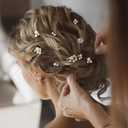 U Shaped Pearl Wedding Hair Pins for Bridal Women, Set of 9 (Gold)