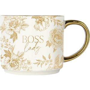 Sweet Water Decor Boss Lady Mug, 17 oz Cute Coffee Mug with Gold Handle for Women Bosses, Large Cup for Tea, Espresso & Hot Cocoa, Birthday Gift Idea for Coworkers, Friend, Mom, & Wife