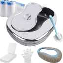 Bed Pan Set Stainless Steel Bed Pans for Elderly Females Men Disabled Bedpan with 30 Liners Disposable and Absorbent Pads Spill Proof Bedpans for Women Large Heavy Duty Bedpan with Lid