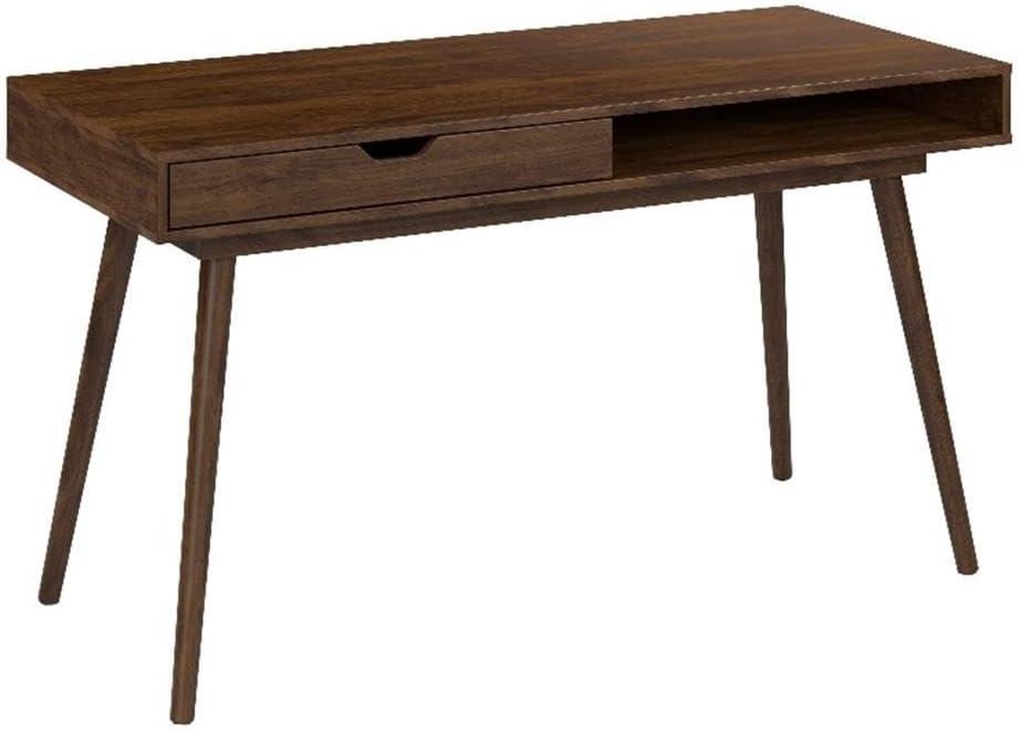 Bush Furniture Nora 54W Writing Desk in Dark Walnut | Large Computer Table with Storage for Home Office, Study Room, or Entryway