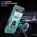 Lunivop Compatible with iPhone Air Case 360° Metal Rotated Ring Holder Magnetic Kickstand【Slide Camera Cover 】 Military - Grade Protection for 17 Air 6.5 '' Phone Case Green