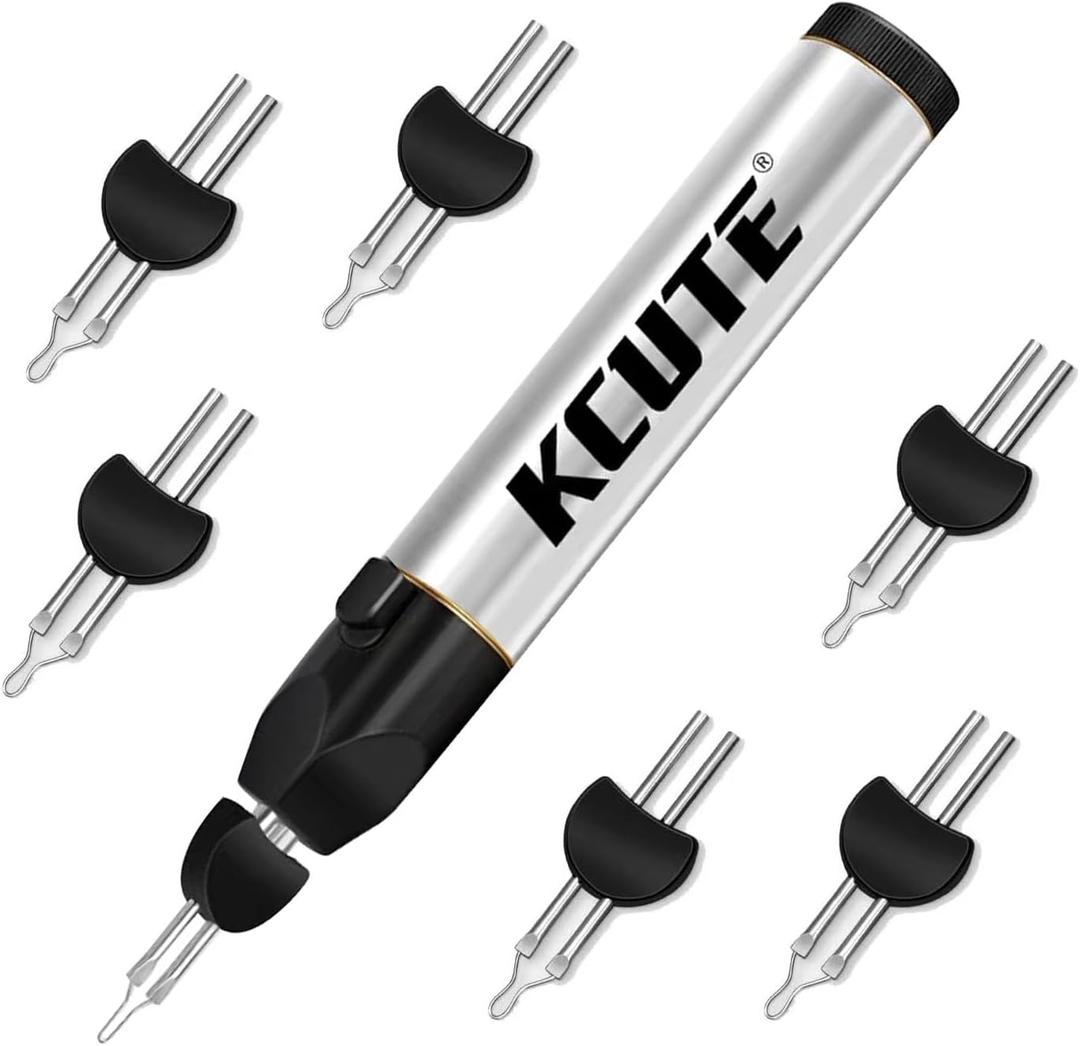 Chispee Thread Burner Kit with 6PCS Tips One Touch Thread Zapper Tool for Finishing Bead Weaving, Sewing, Leather Work, Fast Melting Wax& Jewelry Making (Silver)