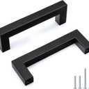 Goldenwarm 20 Pack 3inch(76mm) Black Cabinet Handles Matte Black Cabinet Pulls Stainless Steel Drawer Handle Modern Kitchen Hardware Cabinets Cupboard