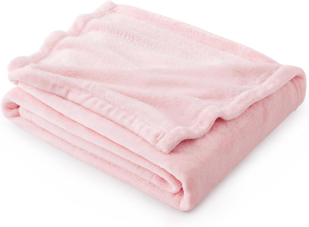 Bedsure Gentle Soft Pink Fleece Throw Blanket for Couch - 300GSM Cozy Soft Blankets for Women, Cute Small Fleece Throws for Girls, Pink Home Decor Gifts, 50x60 Inches