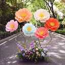 6 Pcs 5-6ft Giant Multicolor Artificial Poppy Flowers