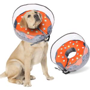 Crazy Felix Inflatable Donut Cone for Dogs - Soft Recovery Collar with Anti-Licking Baffle (Grey, XL) (XL (Neck: 18-23 in))