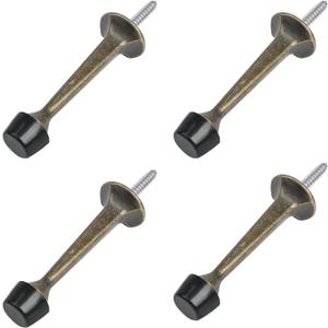 HOMOTEK 8 Pack Heavy Duty Solid Rigid Door Stop with Soft Rubber Tip, Zinc Die Cast Door Stopper Protect Wall & Door,Antique Brass