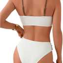 SweatyRocks Women's Bikini Sets Patchwork Metal Beaded Decor High Waisted Bathing Suits (L)