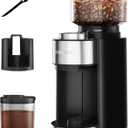 Aromaster Burr Coffee Grinder, Electric Conical Coffee Bean Grinder for Home Use, with 25 Grind Settings, 3-Ears Portafilter Holder, Anti-static Design, Adjustable 2-12 Cups Timer, Cleaning Brush