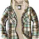 WINDFIT Women's Full Zip Fleece Flannel Jacket Plaid Sherpa Lined Jacket for Women (Light Green, Small)