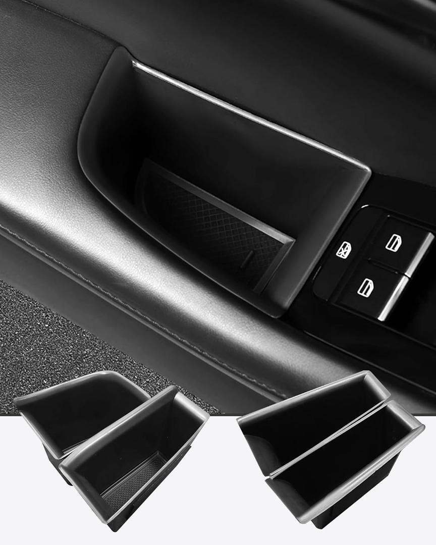 4Pcs for Mazda 3 2019-2023 Axela CX-30 CX30 2020-2023 Front and Rear Door Storage Box Door side Grab Tray Door Storage Organizer Armrest Phone Container Black