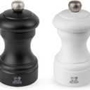 Peugeot Bistro Duo Manual Salt and Pepper Mill Set - Classic Adjustable Grinder, Beechwood, 4 inch, Black and White (2.4 x 2.4 x 3.1 inches (Pack of 1))