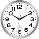Atomic Wall Clock 12 Inch, Modern Clock Battery Operated Classic Analog Decorative for Kitchen, Living Room, Office, Bedroom, Bathroom (Silver)