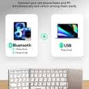 Samsers Multi-Device Foldable Bluetooth Keyboard with Touchpad, Rechargeable Folding Keyboard with Holder, Portable Travel for Android Windows iOS Mac OS, Support 3 Devices - Silver