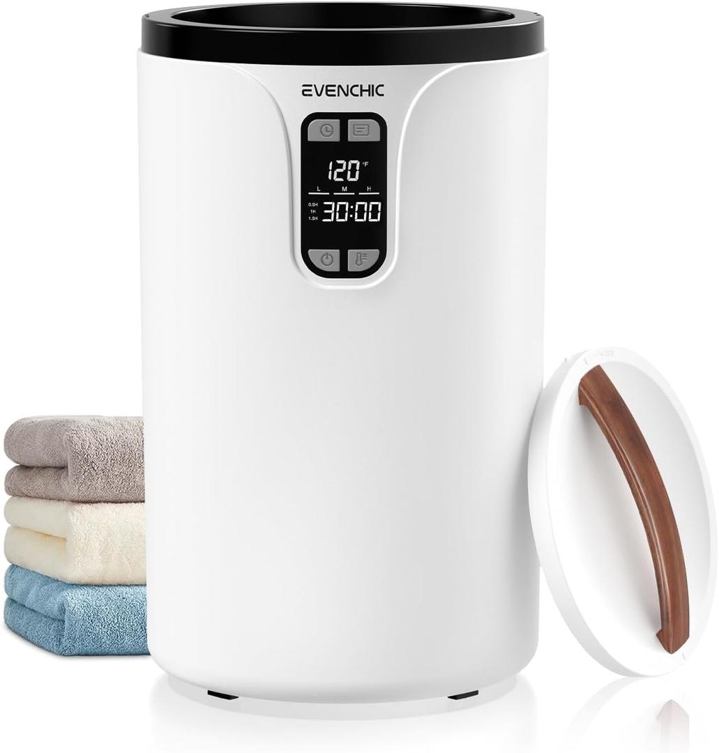 Towel Warmer, 20L Hot Towel Warmers for Bathroom with 24H Timer, Temperature Adjustable, LED Display, Auto Shut Off, Even Heated for Oversized Towels, Bathrobes, Blankets (Black+white)