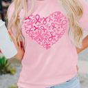 Womens Breast Cancer Shirts Heart Pink Ribbon Tshirt Cancer Awareness Tee Tops
XL
