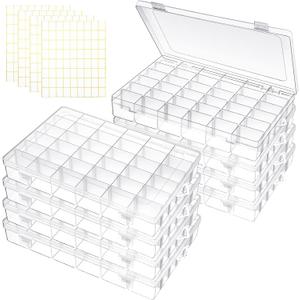 Leelosp 8 Pack 36 Grids Clear Plastic Organizer Storage Box with Adjustable Dividers Small Crafts Organizers Bead Storage Compartment Container for Jewelry Fishing Tackle Nail Parts