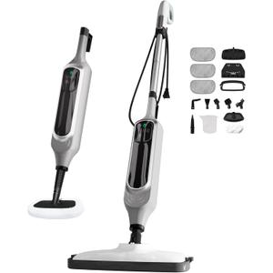 12 in 1 Steam Mop, Detachable Handheld Steam Cleaner for Home, 23FT Cord, for Hardwood Floor Cleaning, Tile, Carpet, Furniture, Clothes, Windows, Grey