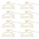 DEEKA Bridesmaid Proposal Gifts 8 Pack Pearl Bridesmaid Hair Claw Clips with Ribbon 3 Inch Hair Clips Bachelorette Party Favors Bridal Party Present Hair Accessories (Half Circle)