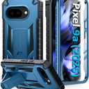 FNTCASE for Google Pixel 9A Case: Military Grade Drop Proof Protection Mobile Cover with Kickstand | Matte Textured Rugged Shockproof TPU | Protective Sturdy Phone Case - Blue