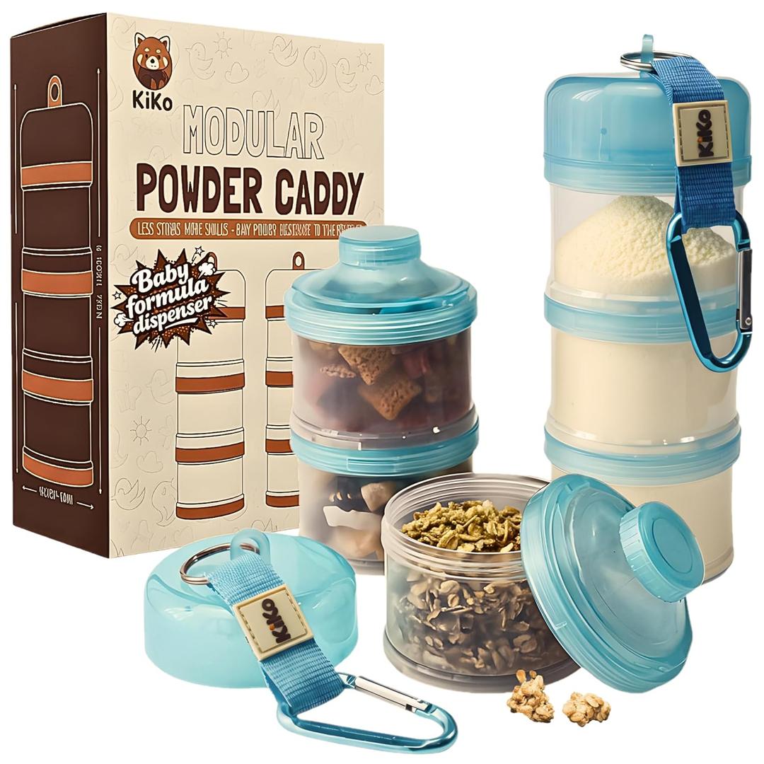 Formula Container to Go  Baby Essentials, Stackable Formula Dispenser for Night Feedings, Snacks and More  2 Pack, by KiKo (Blue)