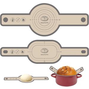 Silicone Bread Sling Oval and Round, 2 PCS NonstickReusable Bread Baking Mats, Easy-To-Clean Dutch Oven Liners, Sourdough Bread Baking Supplies (Gray)