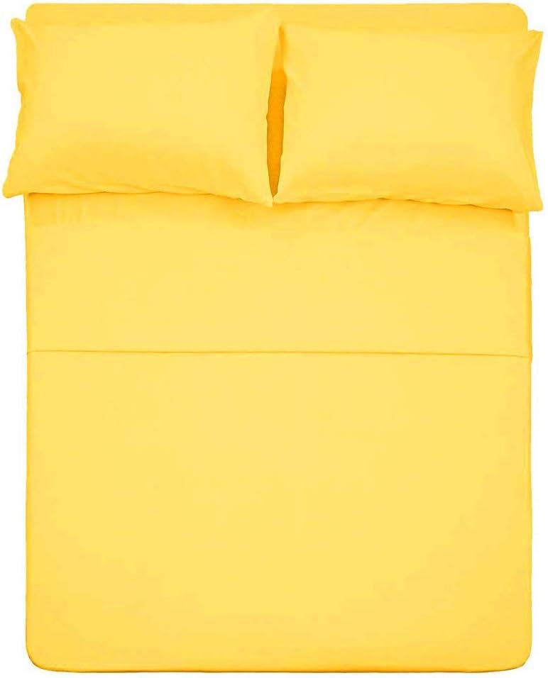 Best Season Cotton Full Size Sheet Set (Yellow Color) 4 Piece - 100% Cotton Bed Sheets Sets with Envelope Pillow Cases Deep Pocket fit Upto 16”