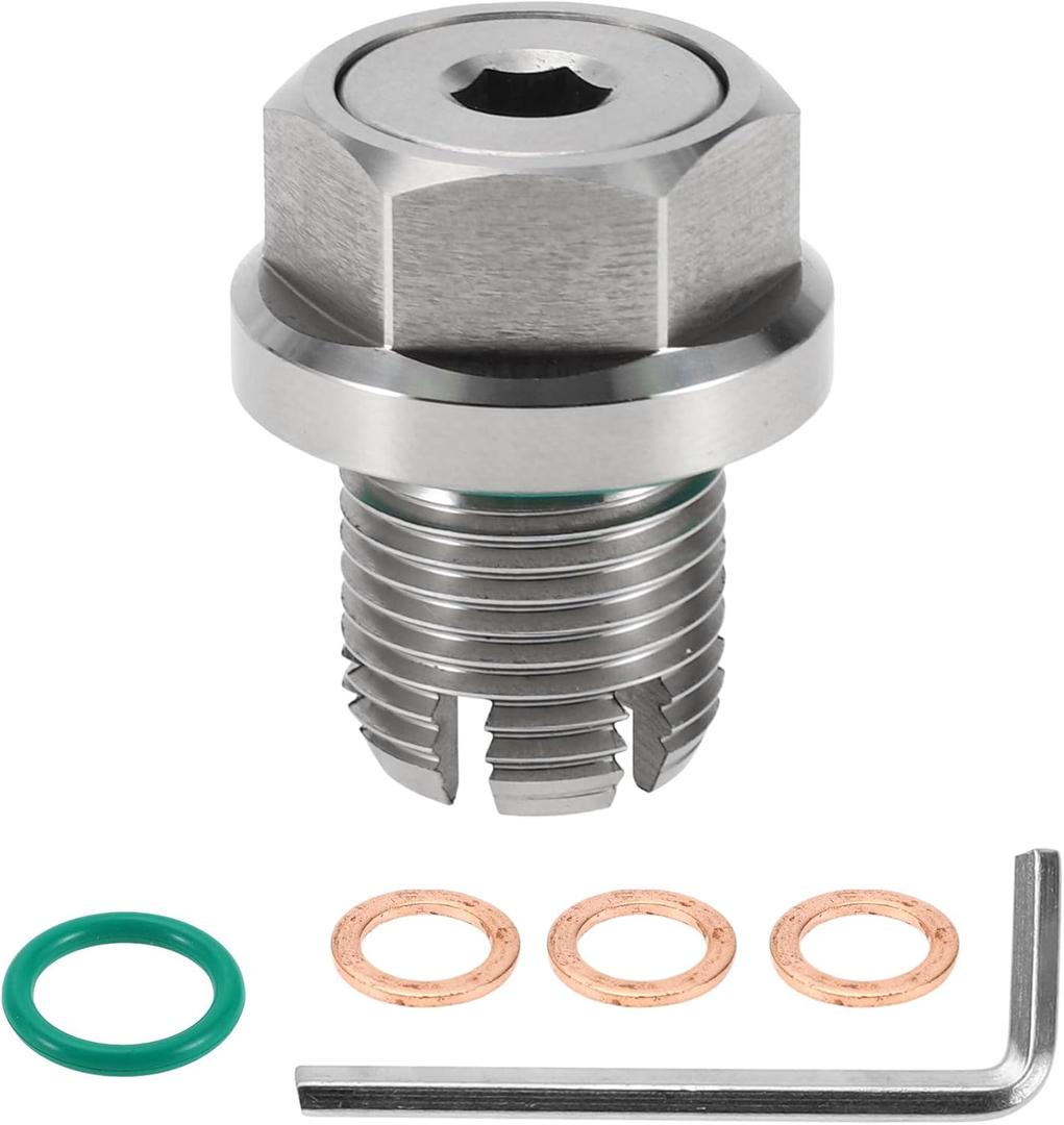 for Car Motorcycle Boat Oil Drain Plug Anti Leakage Engine Oil Pan Drain Bolt Screw Thread Repair Silver Tone with 3 Gasket Copper M14.1-1.25mm