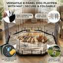 PJYuCien Dog Playpen with Bottom Pad - Metal Foldable Exercise Pen, 8 Panels 36" H x 24" W Indoor Outdoor Pet Fence Puppy Crate Kennel, Black