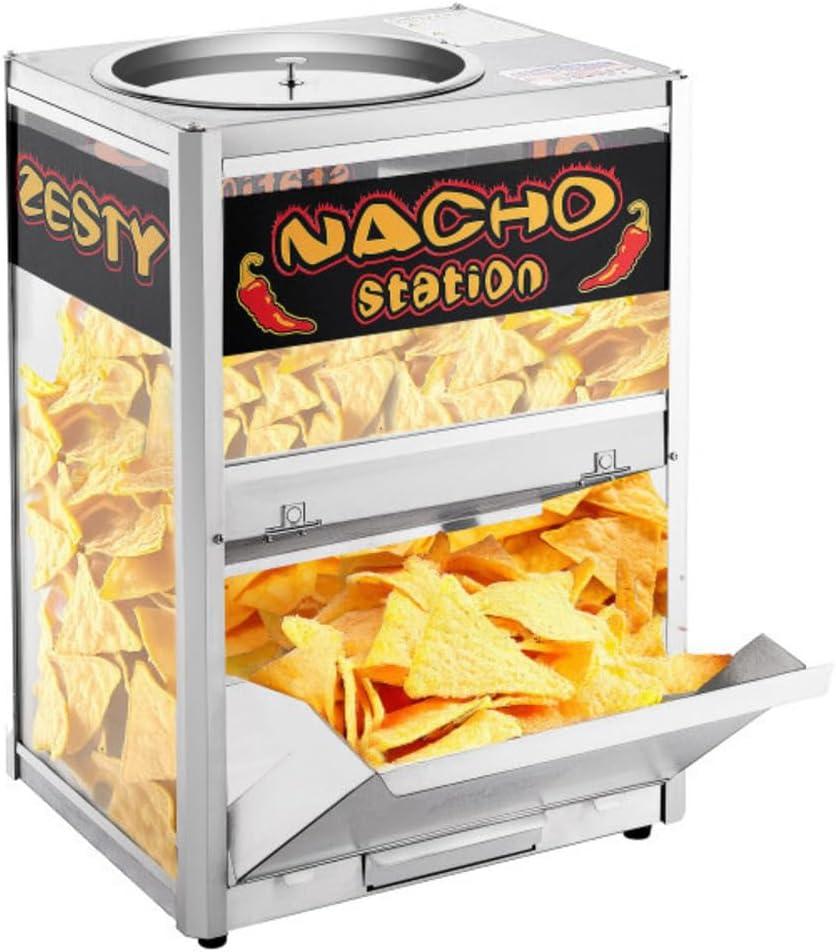 Nacho Machine Food Warmer - Steel Countertop Display Case and Merchandiser for Tortilla Chips, Peanuts, and Popcorn by Great Northern Popcorn (Silver)