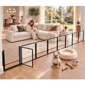 FXW ClariWall Metal & Acrylic Dog Gate, Extra Wide for Openings Up to 183"
