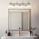 Ralbay Crystal Brushed Nickel Vanity Light for Bathroom 4-Light Modern Bathroom Light Fixtures
