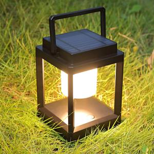 LETRY Outdoor Table Lamp, Brightness LED Nightstand Lantern, Portable Rechargeable Solar Lamp Waterproof, Touch Control Outdoor Lamps Cordless Lights Decorative for Patio/Walking/Reading/Camping (Black)