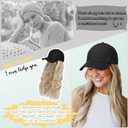 Hat Wig for Women Baseball Cap with Hair Extensions Adjustable Hat Attached 24" Long Wavy Hairpieces Synthetic Wig Ginger Brown Mix Bleach Blonde