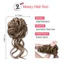 HOOJIH 2PCS Messy Bun Hair Piece, Tousled Updo With Tendrils Extensions, Wavy Curly Wrap Ponytail Hairpieces Scrunchies for Women HB010 Dasiy - Light Brown With Medium Golden Blonde