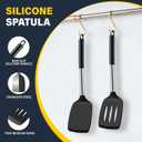 2 Pack Silicone Spatula Set, Solid & Slotted Turner for Non-Stick Pans, High Heat Resistant Silicone Spatula for Cooking, BPA-Free Stainless Steel Cooking Utensils for Fish, Eggs, Pancakes, Black
