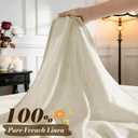 SONORO KATE 100% French Pure Linen Sheets, Breathable and Durable Line Twin XL Size Sheets, Anti-Tear Line Bed Sheets, Machine Washable, 16 Inch Deep Pocket - 3 Piece (Cream, Twin XL)