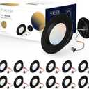 12 Pack 5/6 Inch Black LED Can Lights Retrofit Recessed Lighting, 5CCT 6 Inch Recessed Lights Selectable 2700K-6000K Dimmable, 12W=75W, 1200LM Downlight with Metal Smooth Trim-ETL and Energy Star